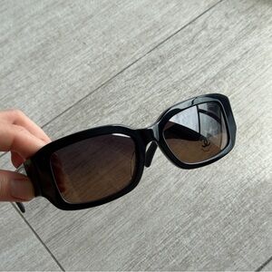 CHANEL Black Sunglasses with Brown Lenses